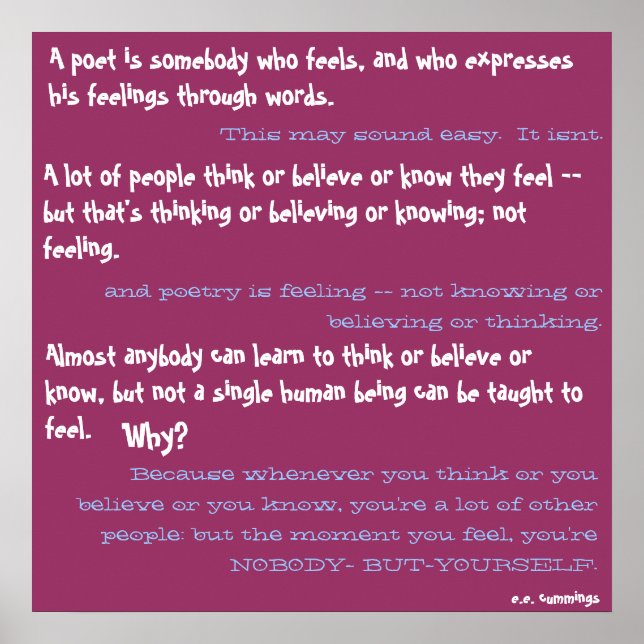 A poet is somebody who feels, and who expresses... poster (Vorne)