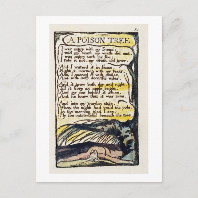 'A Poison Tree', Platte 50 (Bentley 49) von 'Songs Postkarte (Vorderseite)