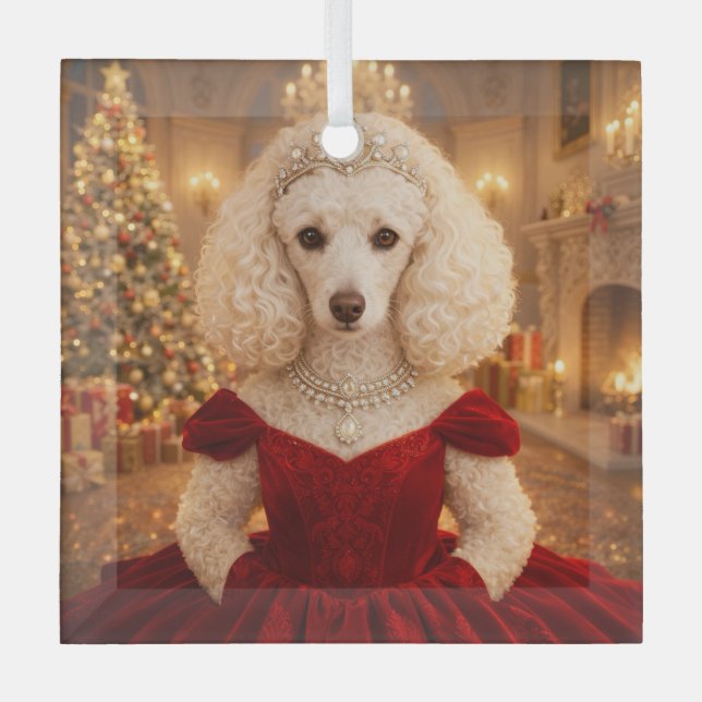 A Poodle Christmas Holiday  Ornament Aus Glas (Vorderseite)