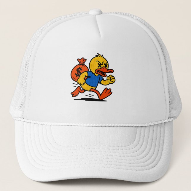 A POP ART STYLE THIEF DUCK Trucker Hat Truckerkappe (Vorderseite)