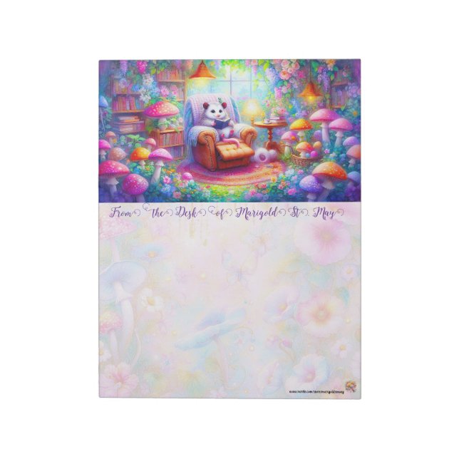 A Possum in His Reading Nook Notepad Notizblock (Rotiert)