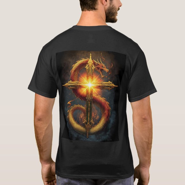 A powerful and detailed design of a dragon coiled  T-Shirt (Rückseite)