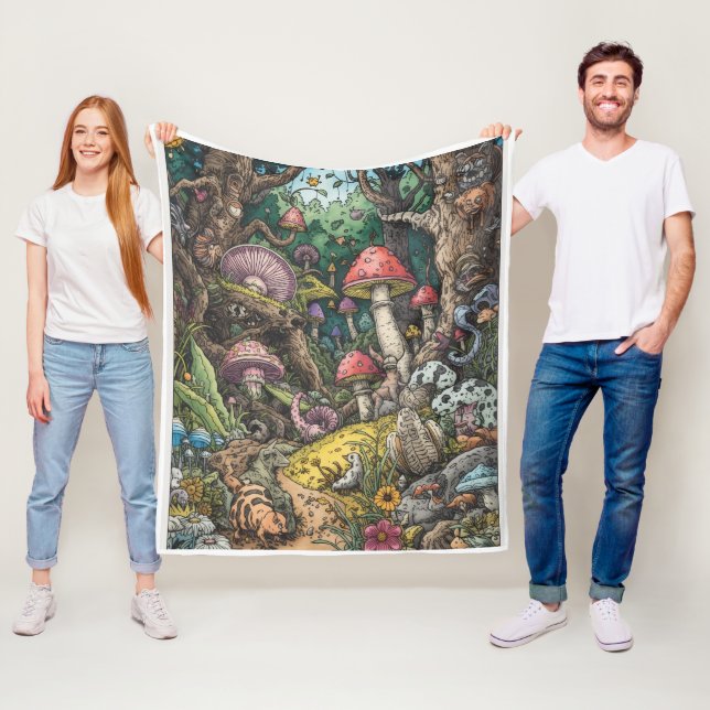 A psychedelic woodland fleece blanket (Beispiel)