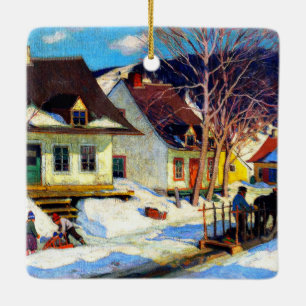 A Quebec Village Street - Clarence Gagnon Kunstwer Keramikornament