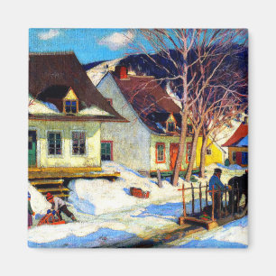 A Quebec Village Street - Clarence Gagnon Kunstwer Magnet