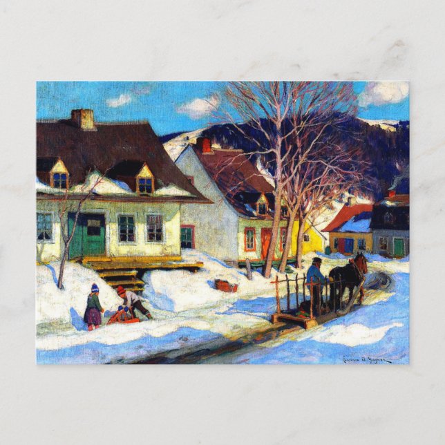 A Quebec Village Street - Clarence Gagnon Kunstwer Postkarte (Vorderseite)