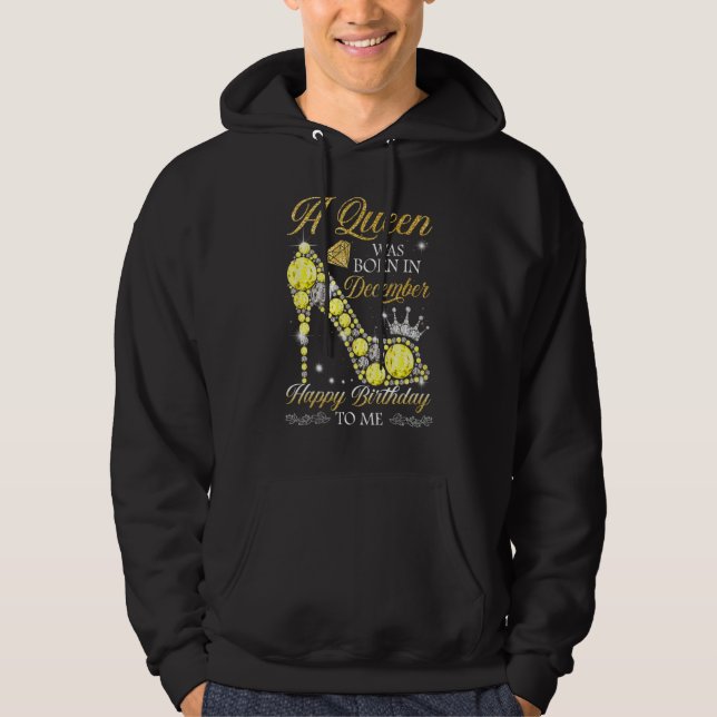 A Queen Was Born In December Funny Bling High Heel Hoodie (Vorderseite)