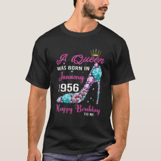 A Queen Was Born In January 1956 66Th Birthday T-Shirt