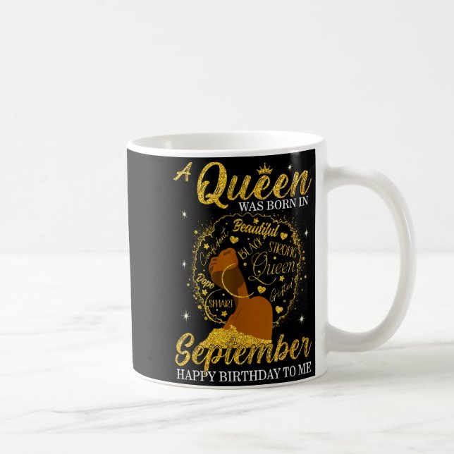 A Queen Was Born In September Birthday Afro Girl B Kaffeetasse (Rechts)