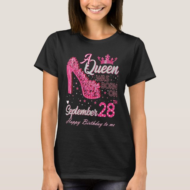 A Queen Was Born on September 28 High Heels Septem T-Shirt (Vorderseite)