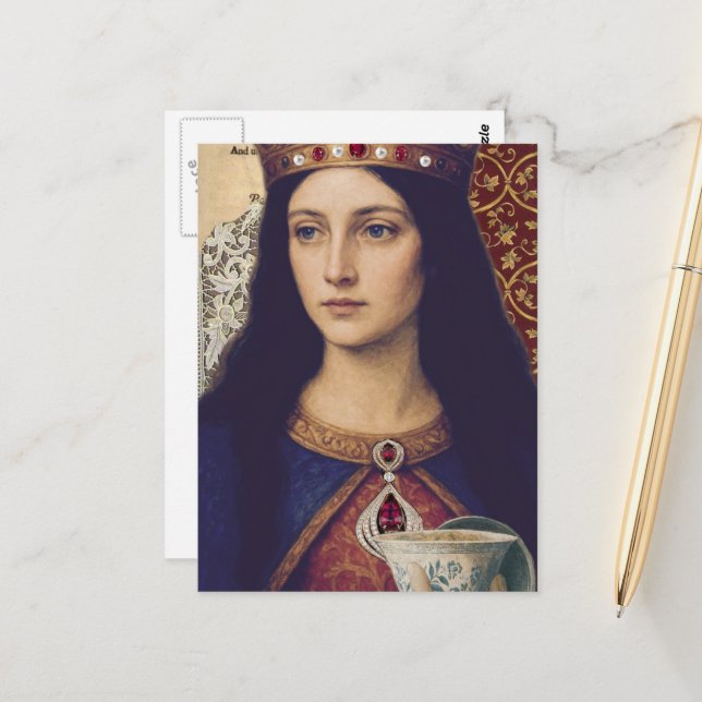 A Queen With Tea Mixed Media Collage Postkarte (Vorderseite/Rückseite Beispiel)