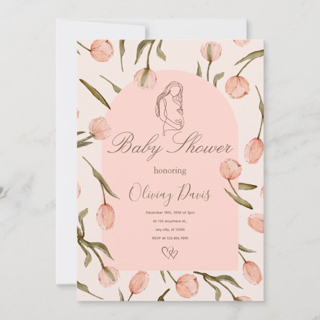 A radiant and delicate 'Baby Shower' invitation  (Vorderseite)