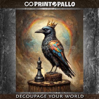 A Rainbow Raven King of Chess - Tissue Paper Seidenpapier