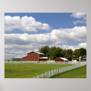 A red barn and farm at Pamona, Kansas. Poster