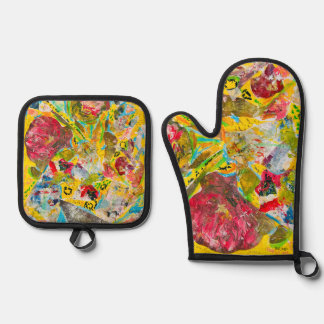 A Rose By Any Other Name oven mitt and pot holders Ofenhandschuh & Topflappen-Set