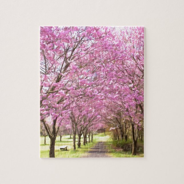 a row of cherry blossom trees puzzle (Vertikal)
