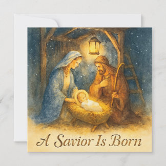 A Savior Is Born Nativity Christmas Holiday Card Feiertagskarte