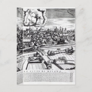A Section of a Map of Mailand, 1640 Postkarte