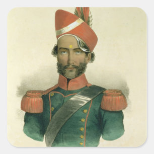 A Sepoy: Ein indischer Soldat im französischen Bat Quadratischer Aufkleber