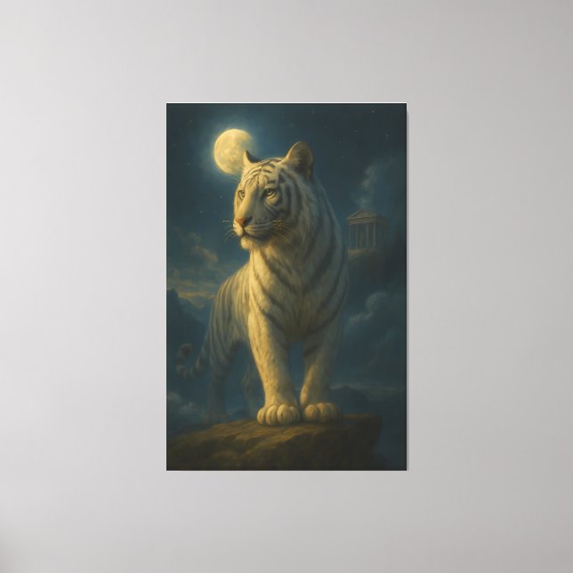 A serene and powerful white tiger painted in premi leinwanddruck (Vorderseite)