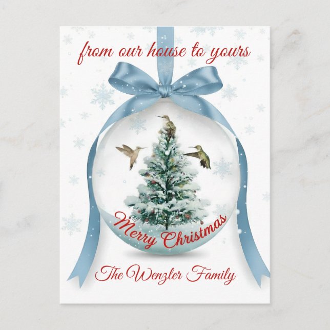 A Serene Winter Scene of Hummingbirds Design Postkarte (Vorderseite)