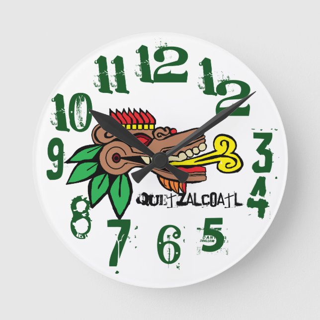 A SERPIENTE EMPLUMADA, Quetzalcoatl Runde Wanduhr (Vorderseite)