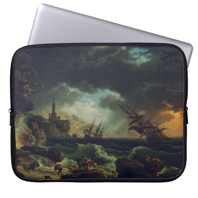 A Shipwreck in Stormy Seas by Claude-Joseph Vernet Laptopschutzhülle (Vorderseite)