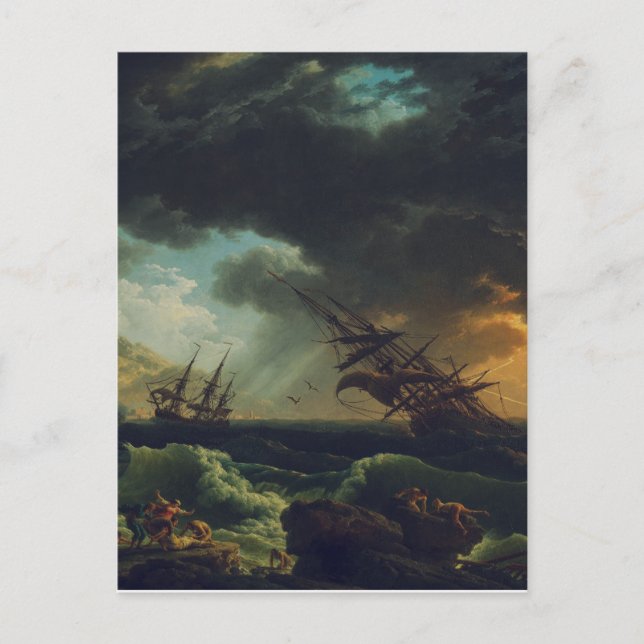 A Shipwreck in Stormy Seas by Claude-Joseph Vernet Postkarte (Vorderseite)