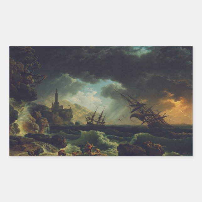 A Shipwreck in Stormy Seas by Claude-Joseph Vernet Rechteckiger Aufkleber (Vorderseite)