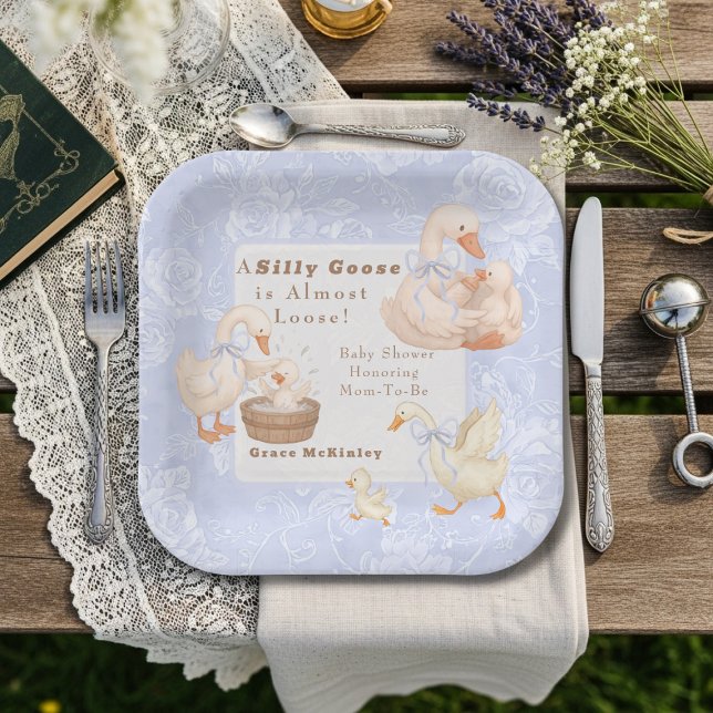A Silly goose Blue baby shower Pappteller (
A Silly goose Blue baby shower Paper Plates)