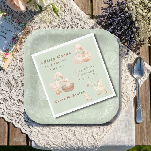 A Silly Goose Green Serviette (A Silly Goose Green Napkins)