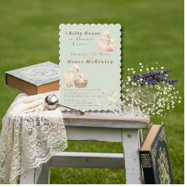 A Silly Goose is Almost Loose green Baby Shower Einladung