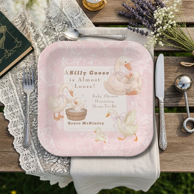 A Silly goose Pink baby shower Pappteller (A Silly goose Pink baby shower Paper Plates)