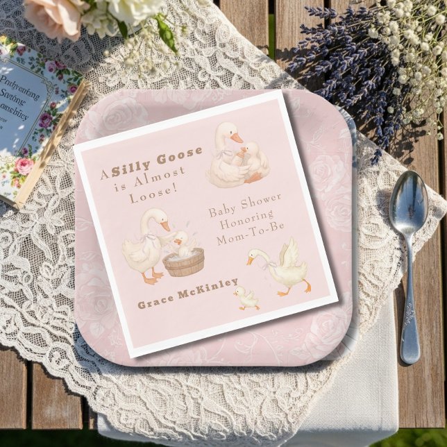 A Silly Goose Pink Serviette (A Silly Goose Pink Napkins)