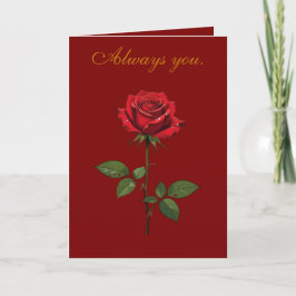 A Single Red Rose With Morning Dew Karte