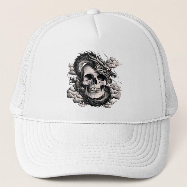 A SKULL AND A DRAGON Trucker Hat Truckerkappe (Vorderseite)