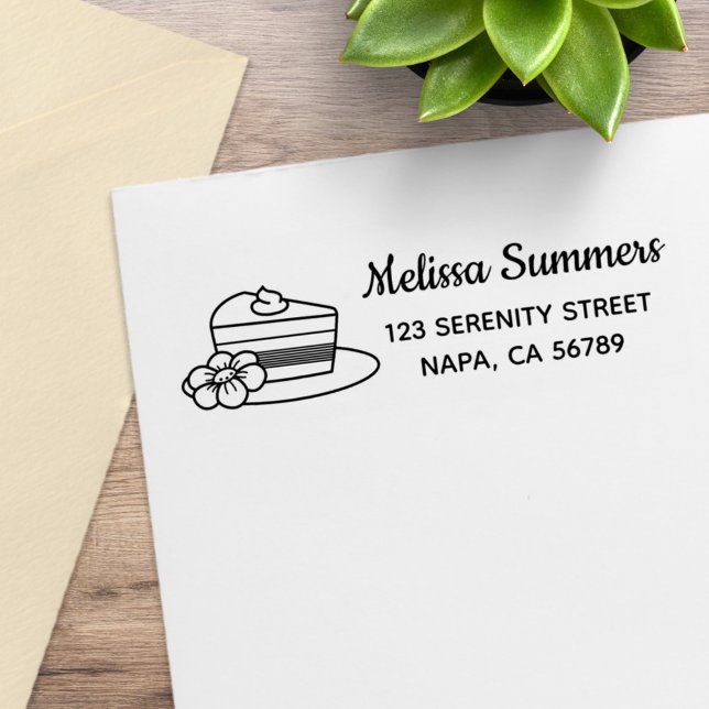 A Slice of Cake on a Plate Address Gummistempel (Von Creator hochgeladen)