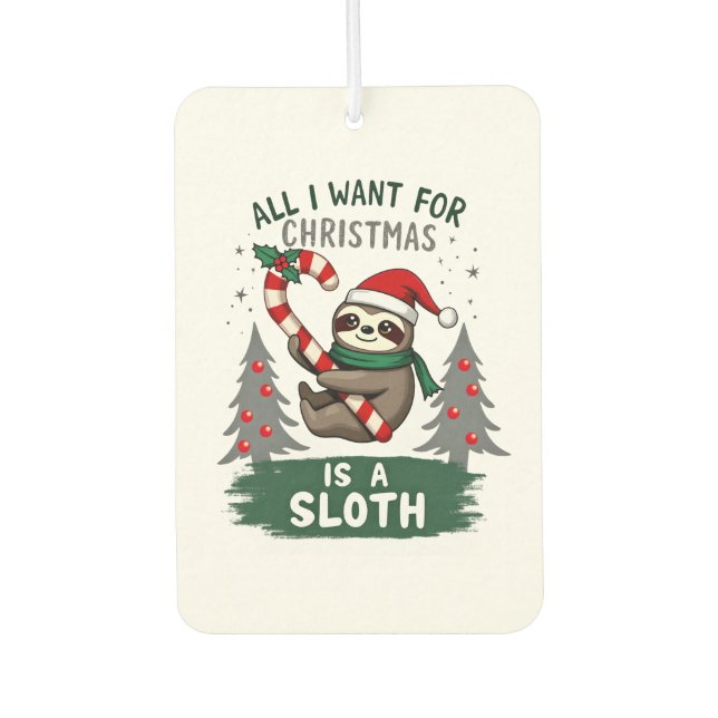 A Sloth For Christmas. Cute, Christmas Sloth With  Autolufterfrischer (Vorderseite)