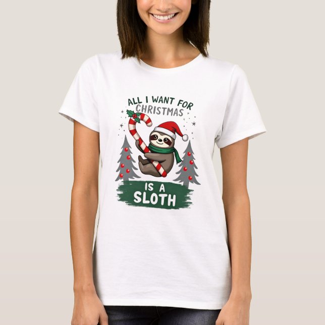 A Sloth For Christmas. Cute, Christmas Sloth With  T-Shirt (Vorderseite)