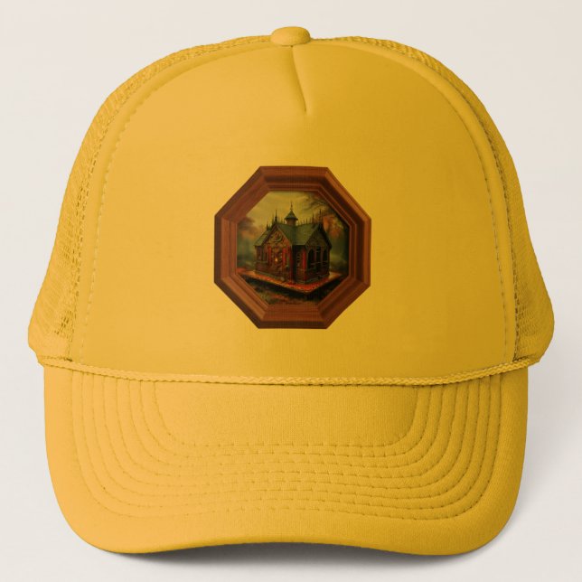 A Small Cabin Sits On A Platform In A Clearing Truckerkappe (Vorderseite)