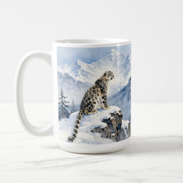 A Snow Leopard on Snowy Peak Kaffeetasse (Links)