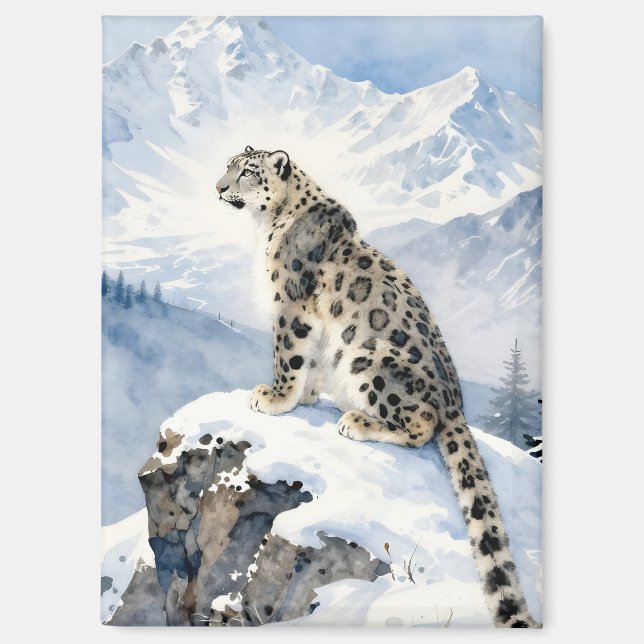 A Snow Leopard on Snowy Peak Magnet (Vorderseite)
