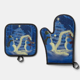 A Snowman Christmas Ofenhandschuh & Topflappen-Set