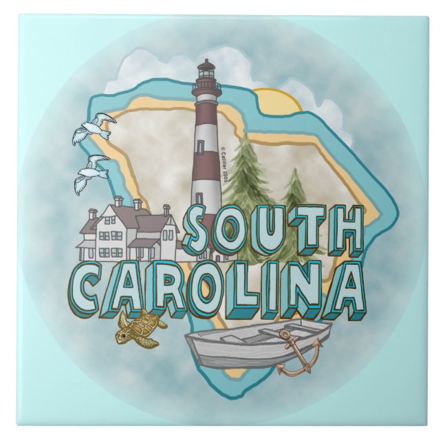 A South Carolina Lighthouse Keramik Tile Fliese (Vorderseite)