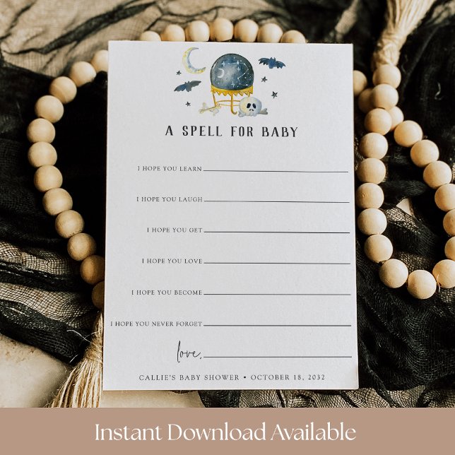 A Spell for Baby Halloween Baby Shower Wishes Card Einladung (Von Creator hochgeladen)