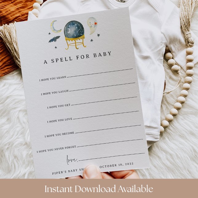 A Spell for Baby Halloween Baby Shower Wishes Card Einladung (Von Creator hochgeladen)