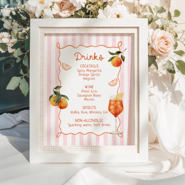 A Spritz Older Hand Drawn Drinks Menu Poster (Von Creator hochgeladen)