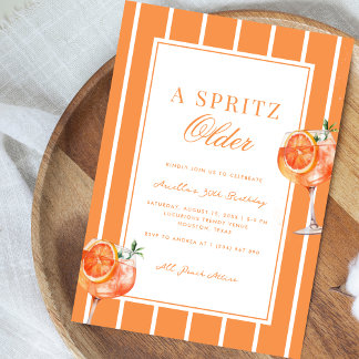 A Spritz Older Peach Cocktail 30. Geburtstag Party Einladung