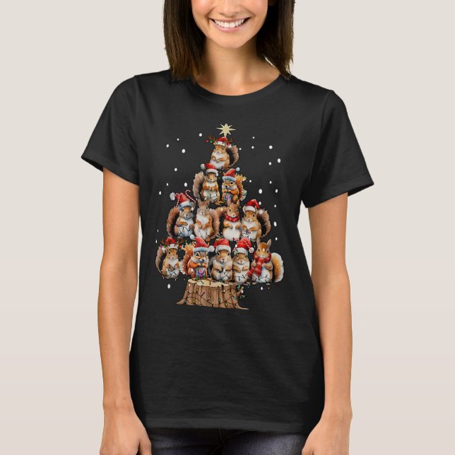 A Squirrel Christmas Tree Lights Forest Animal Lov T-Shirt (Vorderseite)