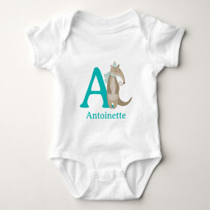 A steht für Ameisenbär Personalisiere Baby Strampler